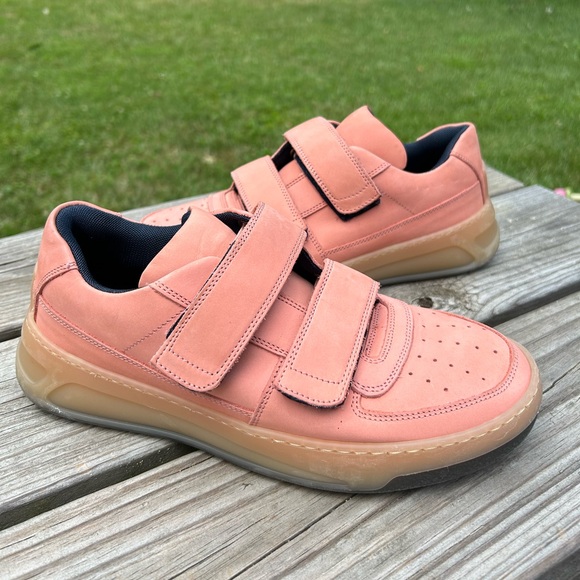 Acne Studios Steffey Pink Salmon Nubuck Leather Velcro Chunky Sneakers 41 - Picture 1 of 11